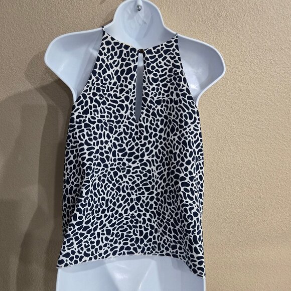 Tyche Black & White Animal Print Halter Tank Top Twist Front Size L - Picture 2 of 3